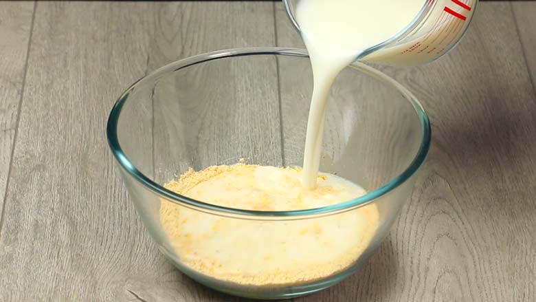 Pour buttermilk - chach into the besan mixture
