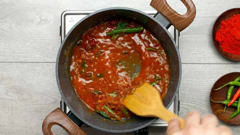 Cooking the masala for the Prawn Roast Kerala Style recipe