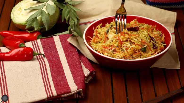 Serve hot and eat - Cabbage and Carrot Foogath recipe
