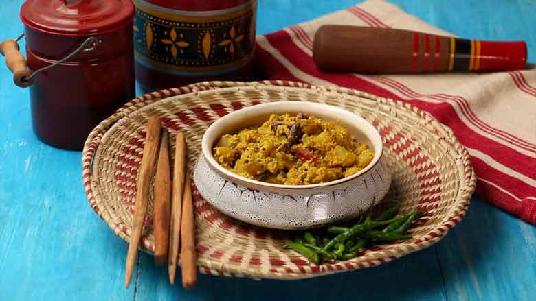 Serve aloo mushroom posto hot - Potato Mushroom Posto recipe