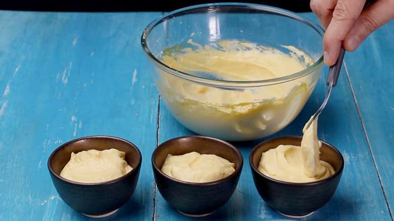 Place the individual shrikhand bowls in the refrigerator to chill for 2 to 4 hours - Mango Shrikhand Recipe