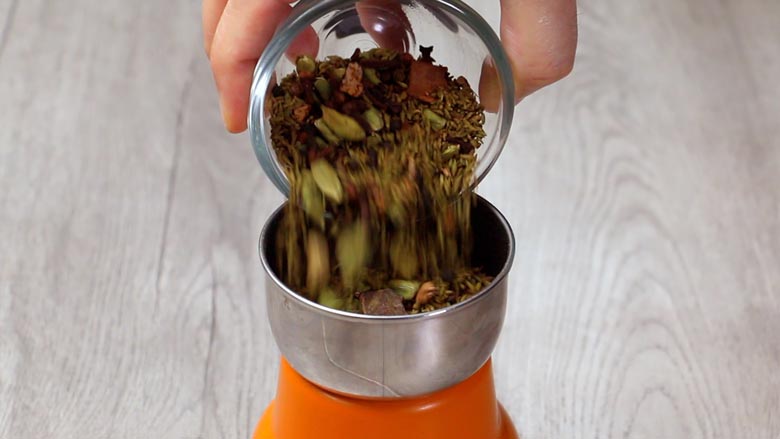 Once cooled, tip roasted spices into a masala grinder or dedicated coffee grinder - Meat Masala Powder Recipe