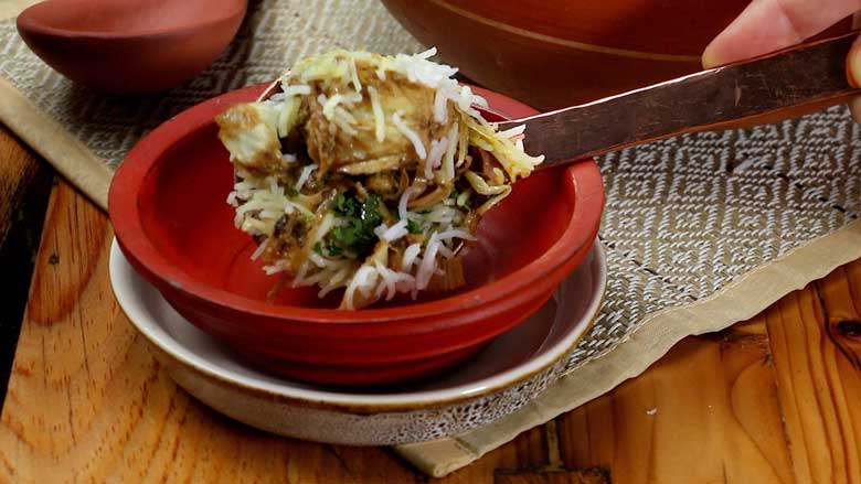 Allow biryani to rest for 10 minutes before removing sealed lid. Serve hot - Jackfruit Biryani Kathal Biryani Recipe