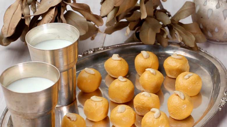 Serve Besan Ladoo immediately or allow to cool to room temperature and store in an airtight container - Besan Ladoo Recipe