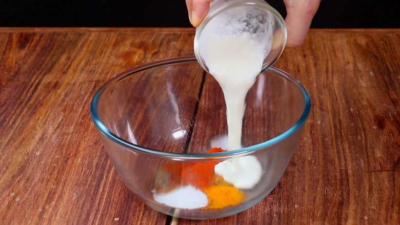 Place all marinade ingredients in a non-reactive bowl - Chicken 65 Recipe