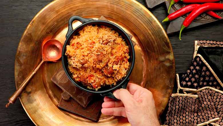 Transfer to a serving bowl and enjoy Ambur mutton biryani - Ambur Biryani Recipe