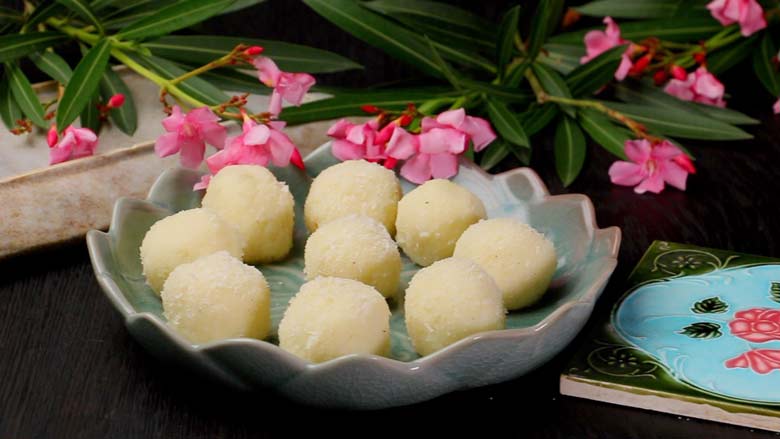 Celebrate the festive season with the sweet taste of traditional Coconut Ladoo or nariyal ka ladoo made the old-fashioned way - Coconut Ladoo Recipe