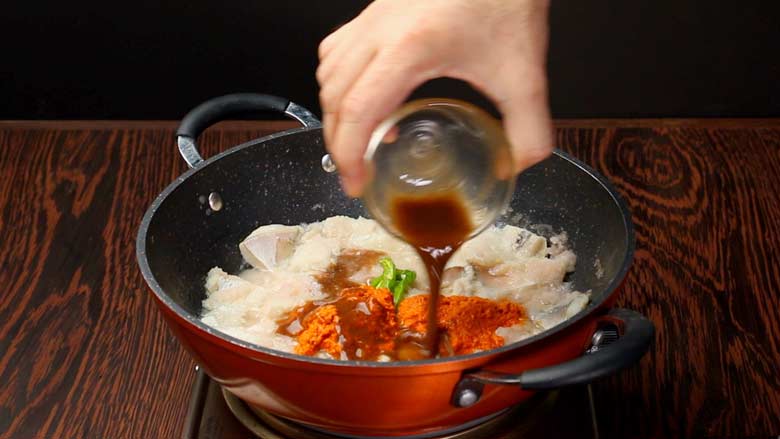Add green chillies, prepared coconut curry paste, and tamarind paste - Easy Pomfret Curry Recipe
