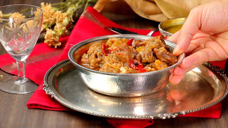 Reheat mutton stew and serve - Rampur Mutton Stew Recipe