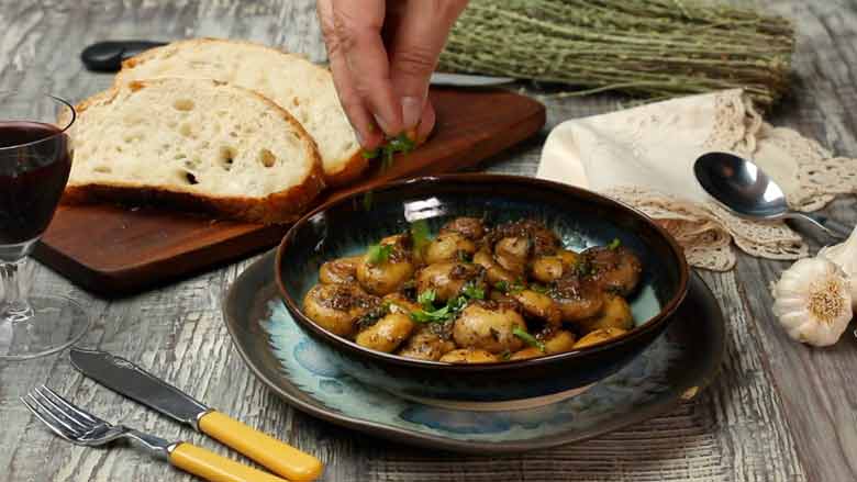 Transfer to a serving bowl and garnish with fresh parsley - Garlic Butter Mushrooms Recipe