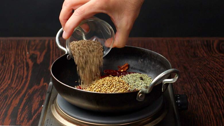 Add remaining whole spices to the kadhai - Pav Bhaji Masala Powder Homemade Recipe