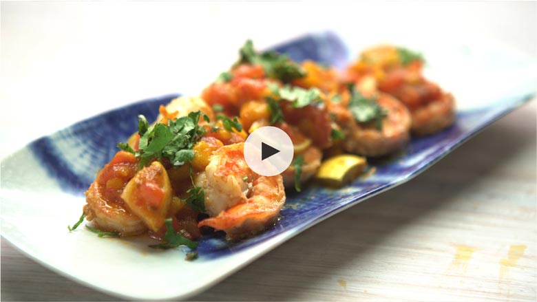 Prawns with Spicy Mango Tomato Salsa Recipe