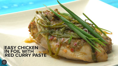 Easy Chicken in foil with Red Curry Paste Recipe | Healthy Chicken Recipes | Thai Cuisine