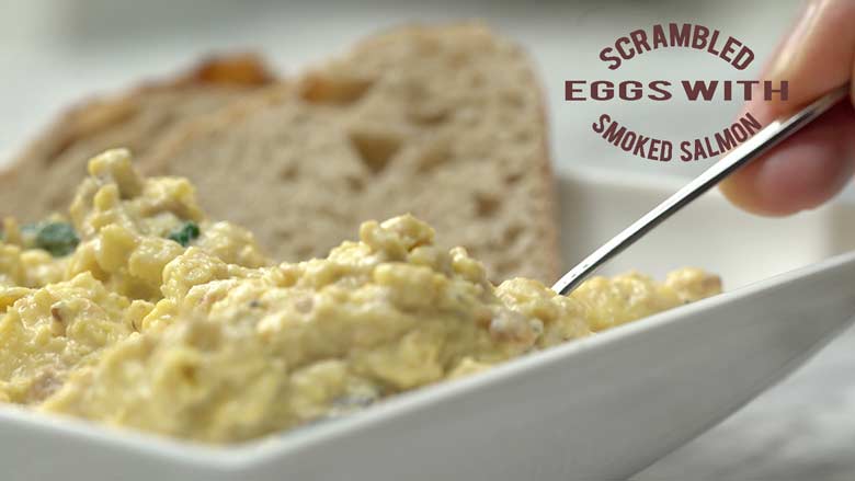 Scrambled Eggs with Cream Cheese and Smoked Salmon