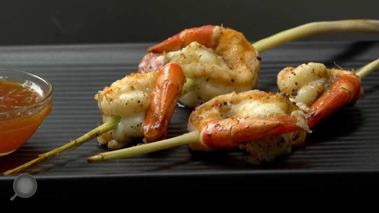 Easy Grilled Prawns on Lemongrass Skewers, Thai Style