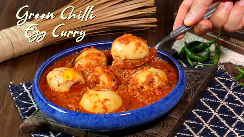 Green Chilli Egg Curry | Andhra Egg Curry in a Green Chilli Curry